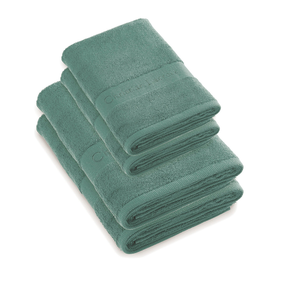 Set of 2 hand towels + 2 bath towels Dark grey - 50 x 100 cm + 70 x 140 cm Bottle green