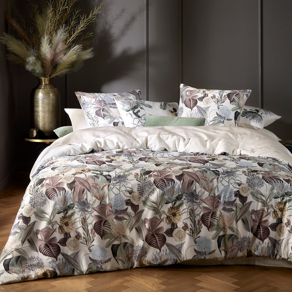 Set of 2 pillowcases cotton satin Garden Taupe - 50 x 60 cm