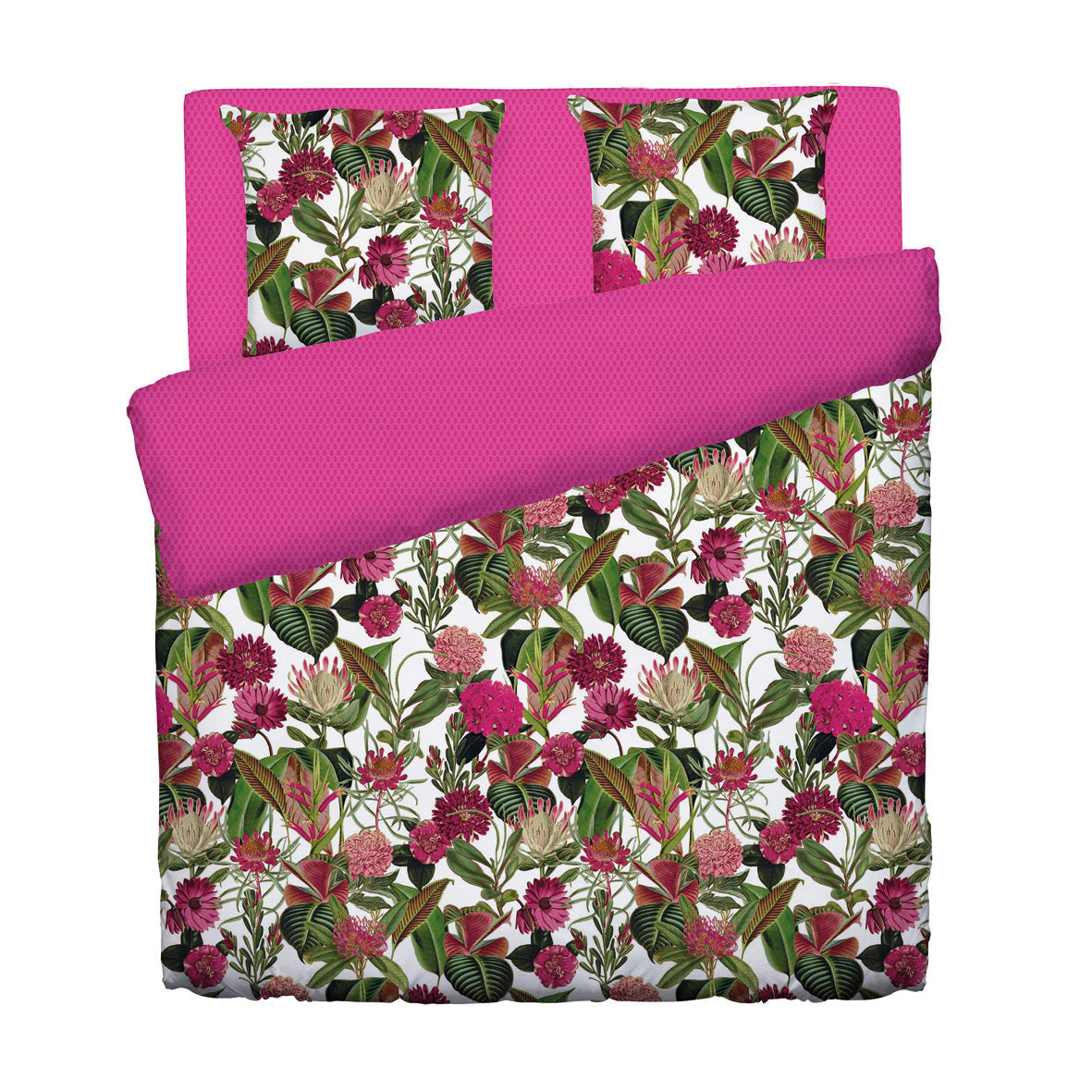 Duvet cover + pillowcase(s) cotton satin - Garden Fuchsia