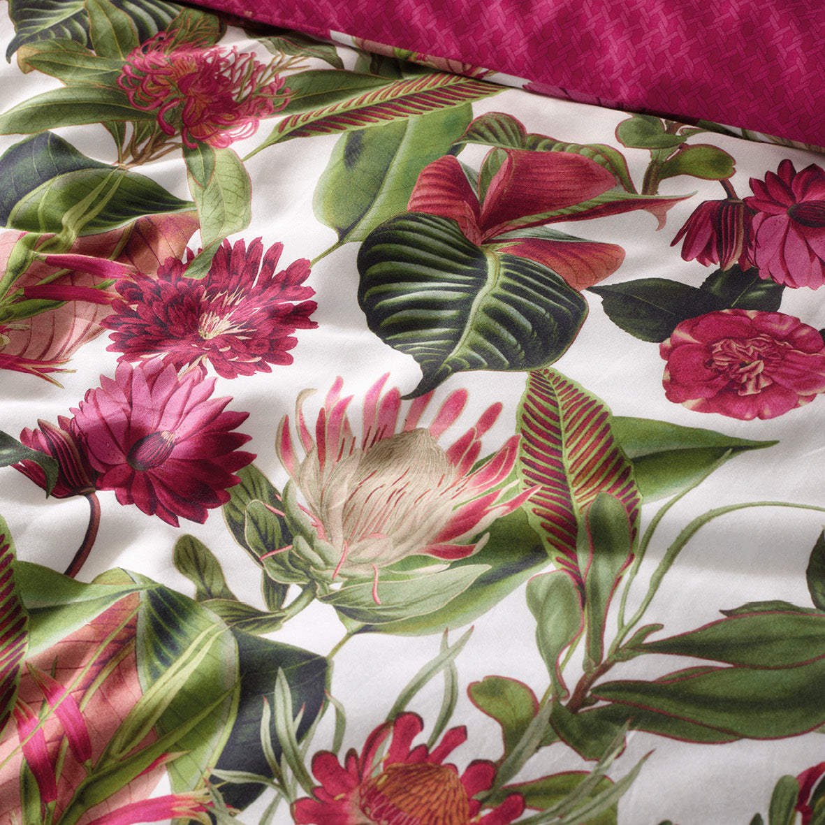 Pillowcase cotton satin - Garden Fuchsia