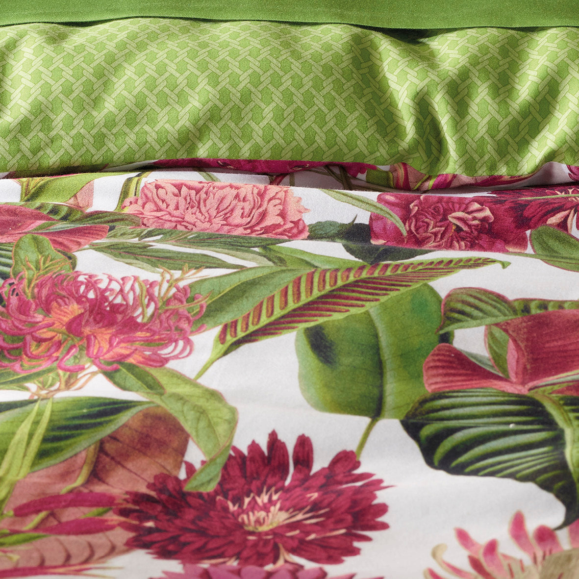 Duvet cover cotton satin Garden Green - 135 x 200 cm