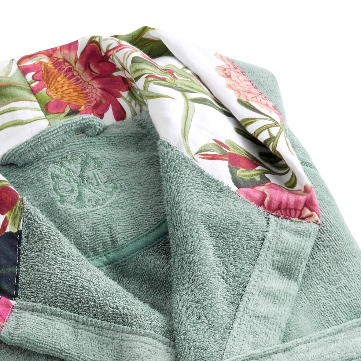 Bathrobe with shawl collar Garden Green - S / M