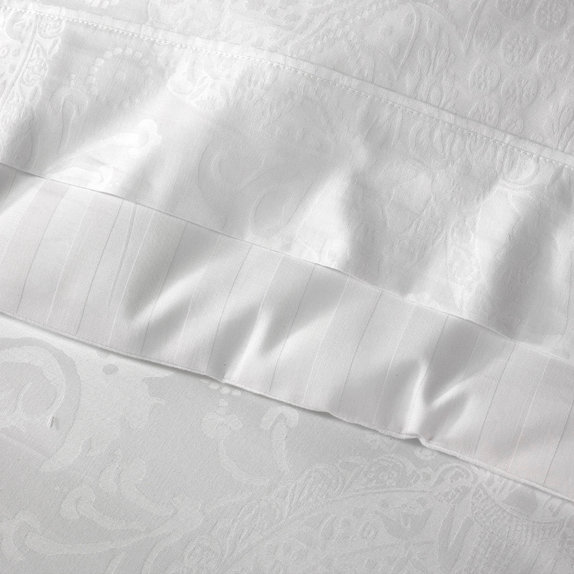 Duvet cover cotton satin Jacquard woven Arles White - 135 x 200 cm