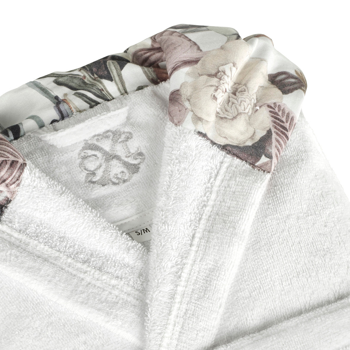 Hooded bathrobe Garden White - S / M