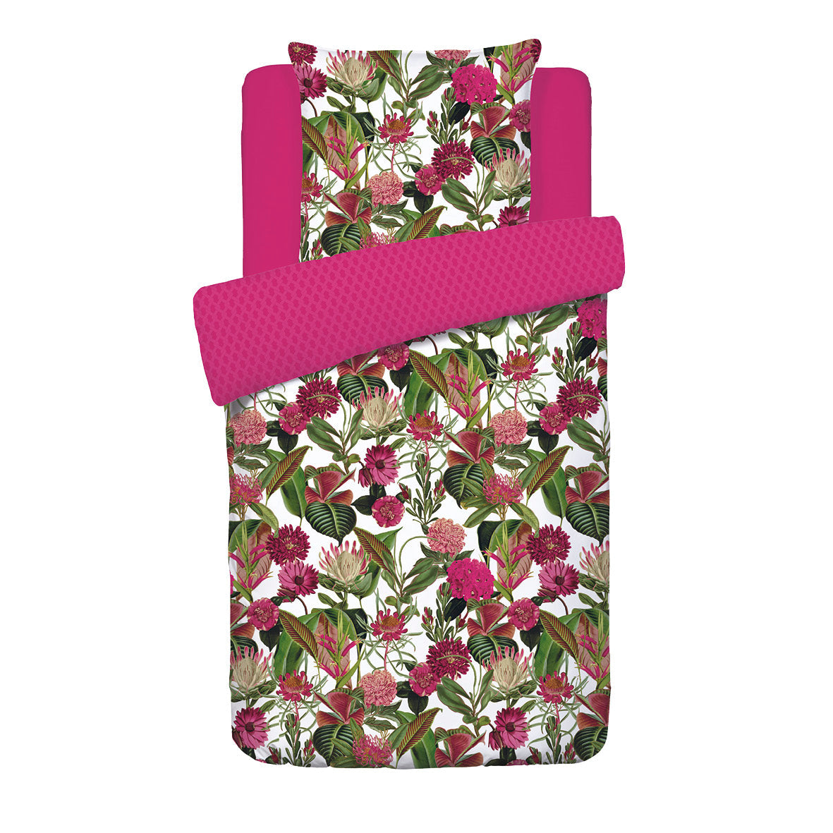Duvet cover + pillowcase(s) cotton satin - Garden Fuchsia