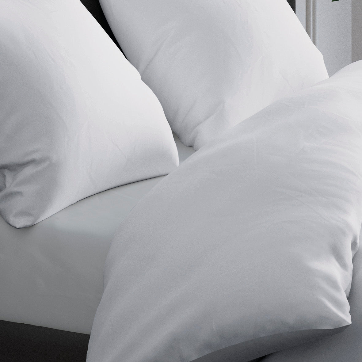 Duvet cover + pillowcase(s) cotton satin - Uni pearl grey