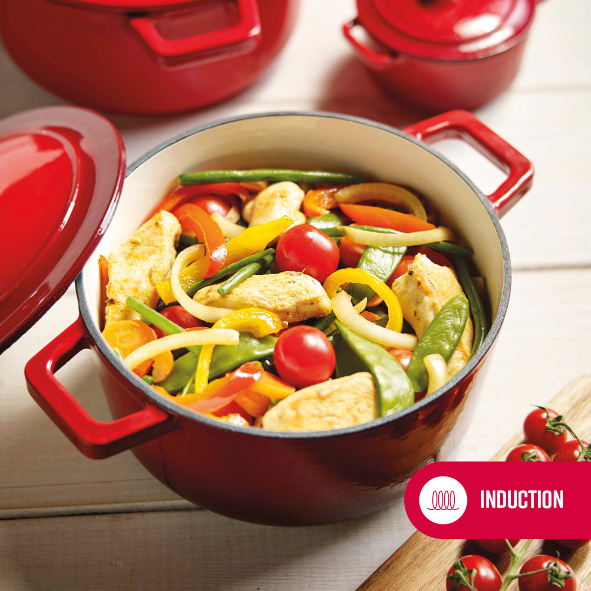 Cast iron oval casserole 30 cm - Red