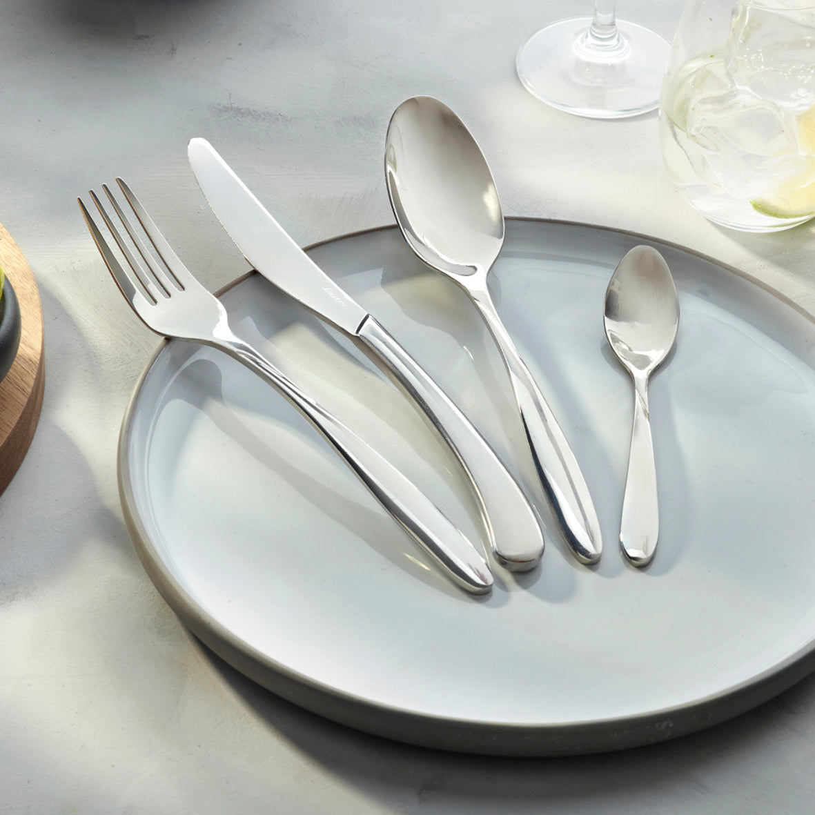 Cutlery box 24 pcs for 6 people in shiny stainless steel - Silver mirror