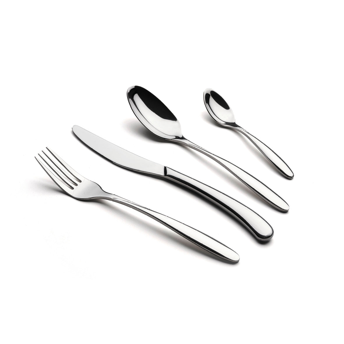 Cutlery box 48 pcs for 12 people in shiny stainless steel - Silver mirror