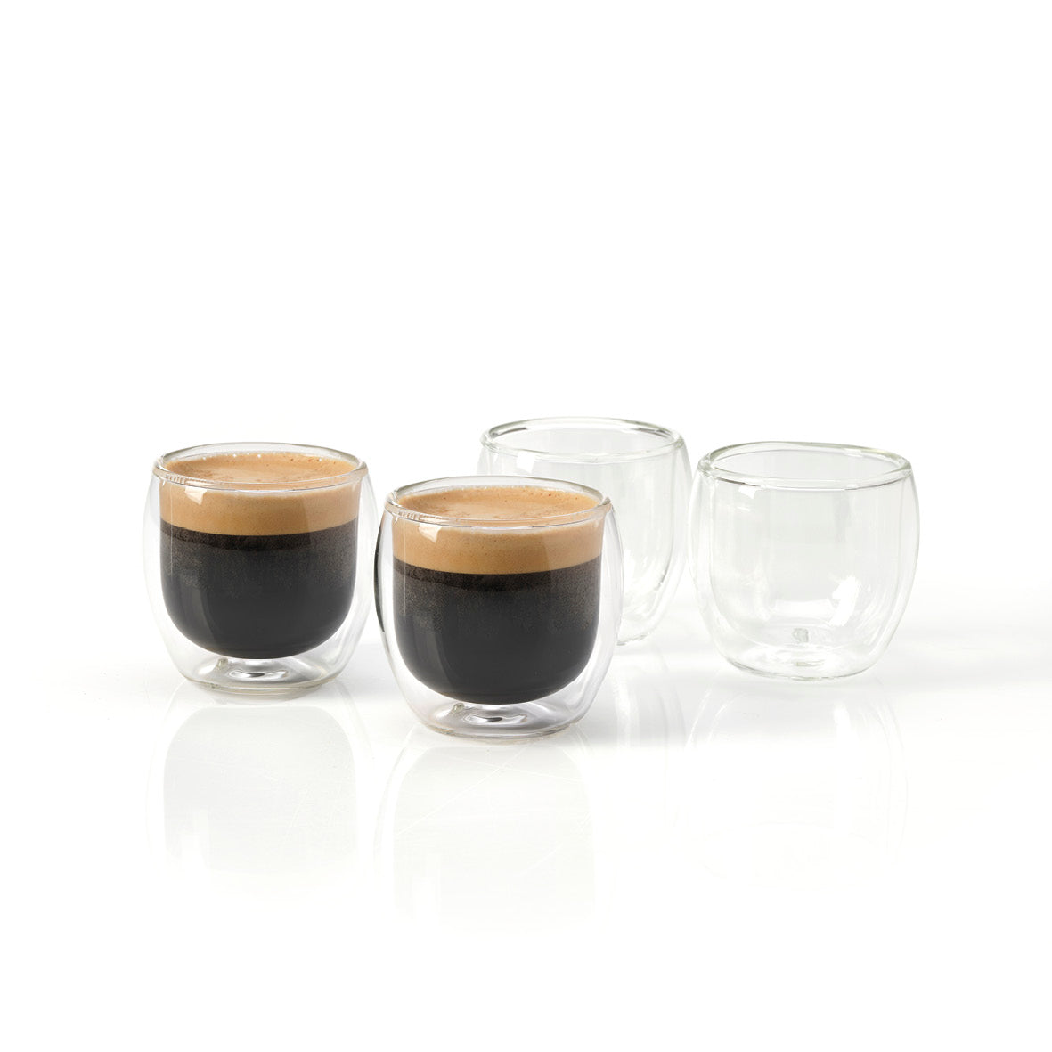 Set of 4 glass double wall cups - 110 ml