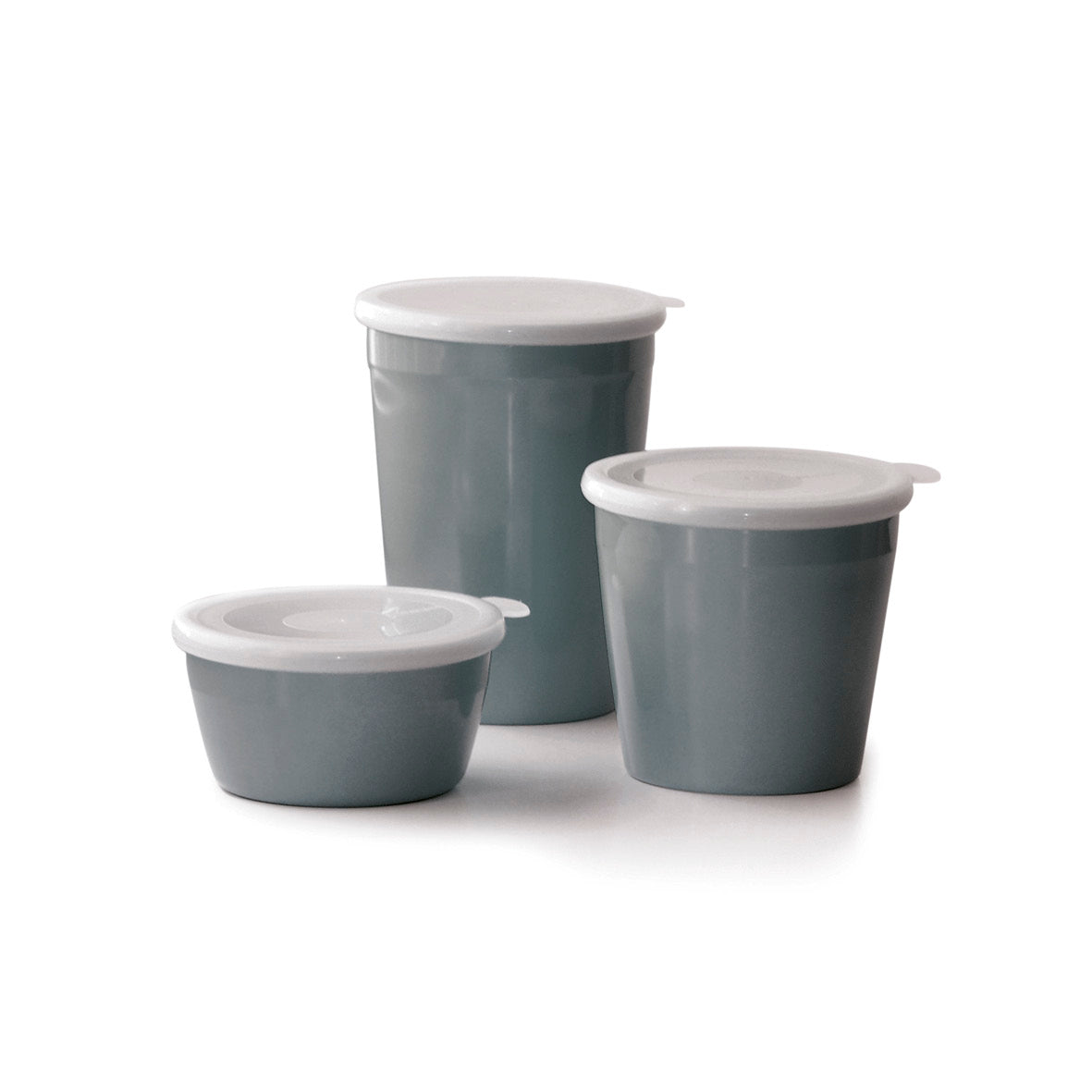 Set of 3 high food containers with lid - 350 ml + 700 ml + 1100 ml Grey