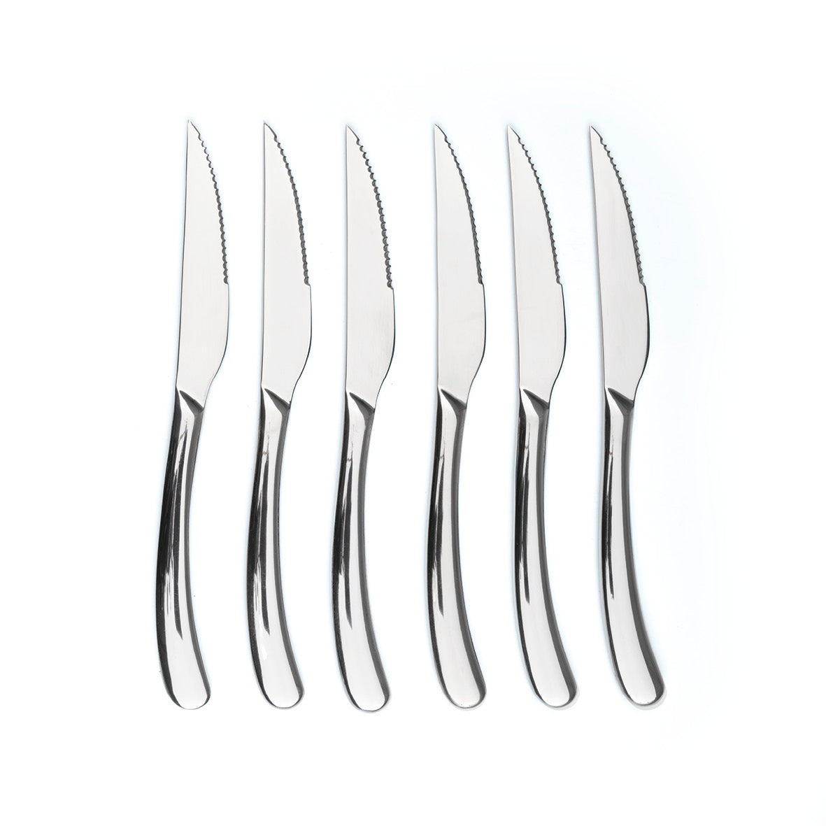 Set of 6 steak knives - Silver mirror design 2