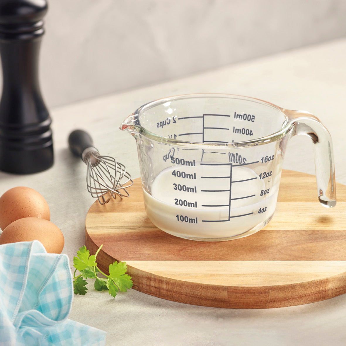 Set of 2 glass measuring cups - 500 ml + 1000 ml