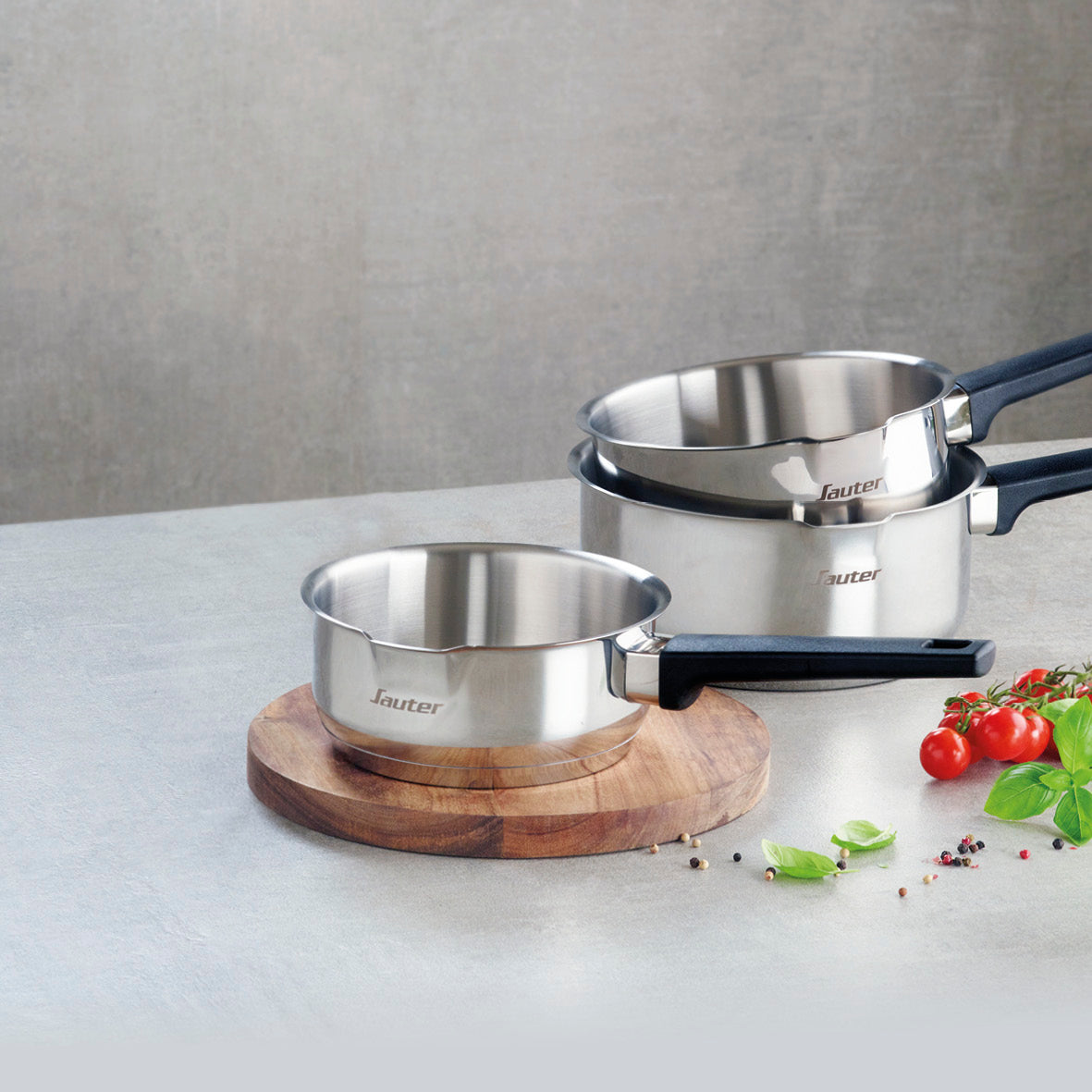 Set of 3 sauce pans Qulinox Pro - Triple bottom - stainless steel - 16 + 18 + 20 cm