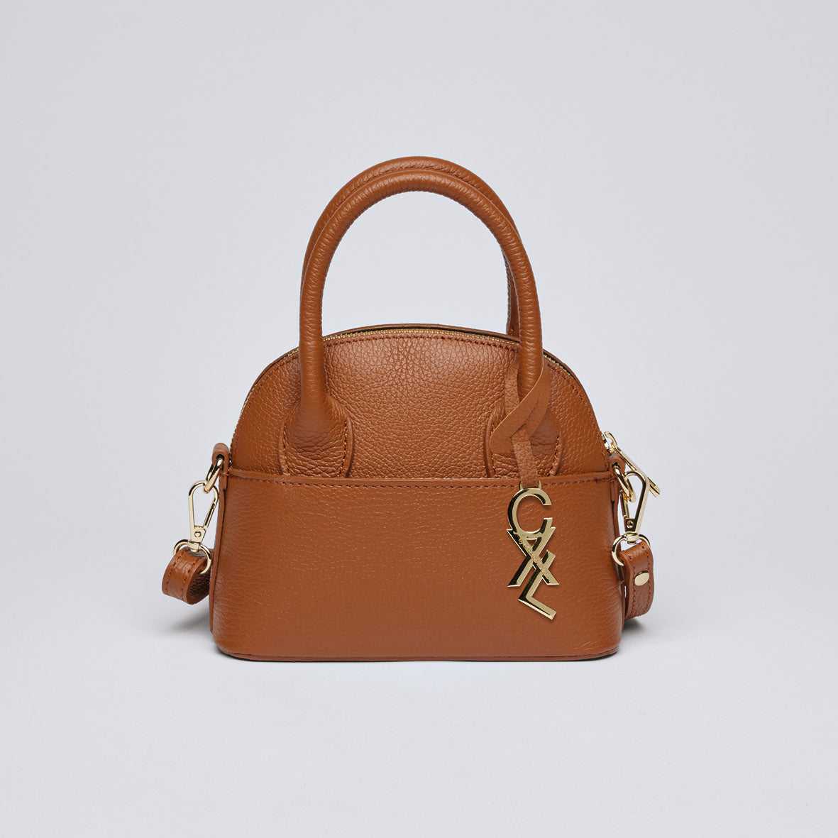 Small leather bowling bag - Bel-air Cognac