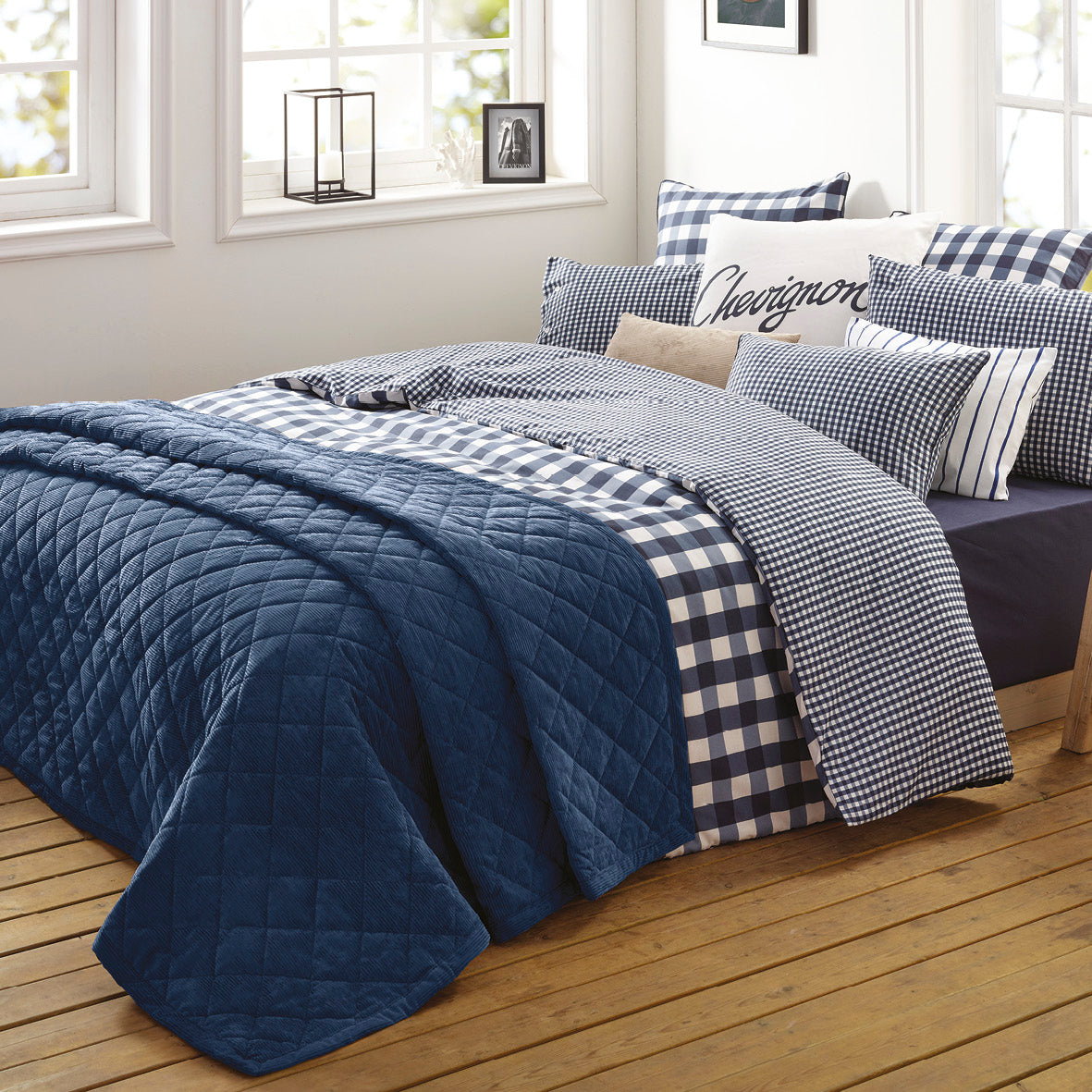 Bedspread corduroy - Blue