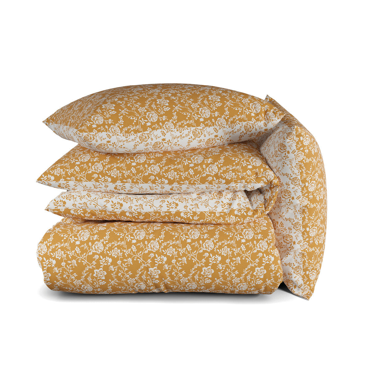 Duvet cover percale cotton flowers - Yellow