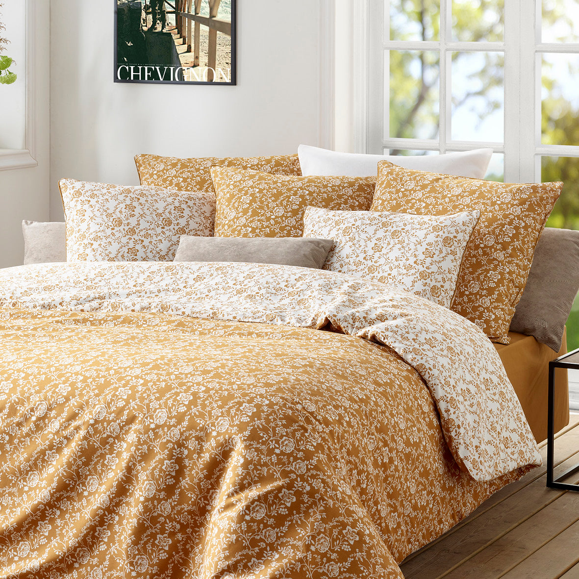 Fitted sheet percale cotton - Uni Yellow