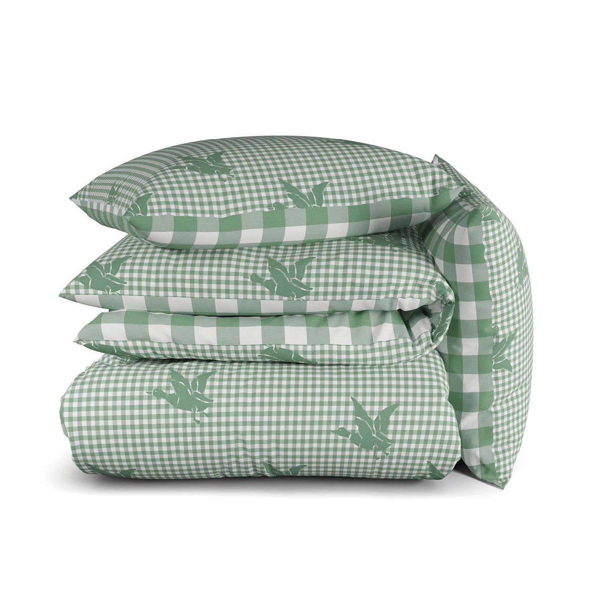 Duvet cover cotton Vichy Ducks - Green