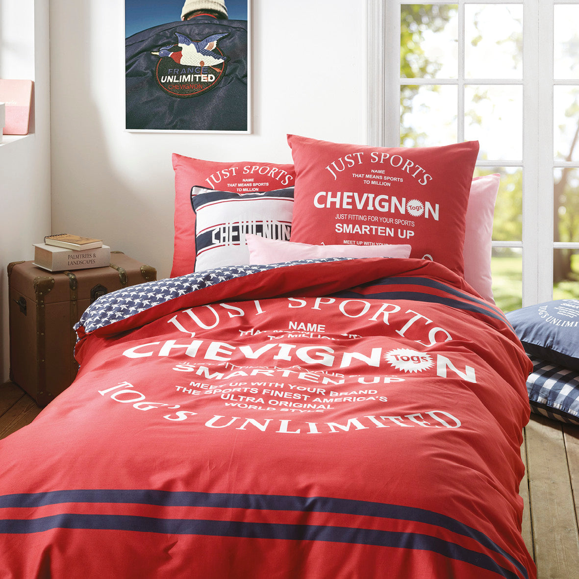Duvet cover + pillowcase cotton - Just Sports / Ducks Red / Blue