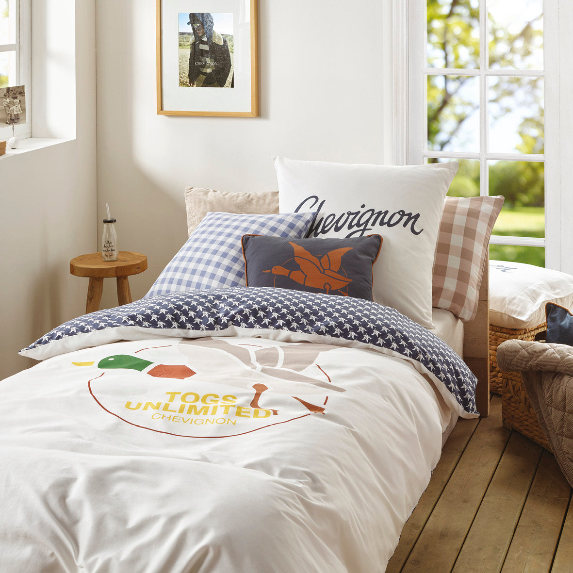 Duvet cover + pillowcase cotton - Togs Duck / Ducks Taupe / Blue