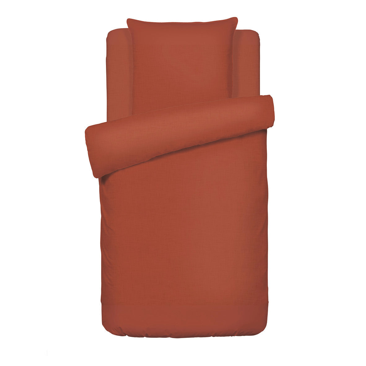 Set of 2 duvet covers + 2 pillowcases washed cotton - Uni Orange 2 x (135 x 200 cm) + 2 x (80 x 80 cm)