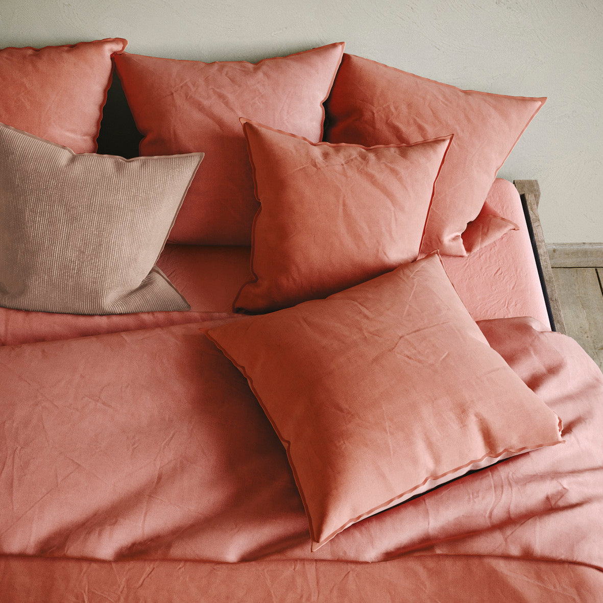 Duvet cover + pillowcase washed cotton - Uni Orange