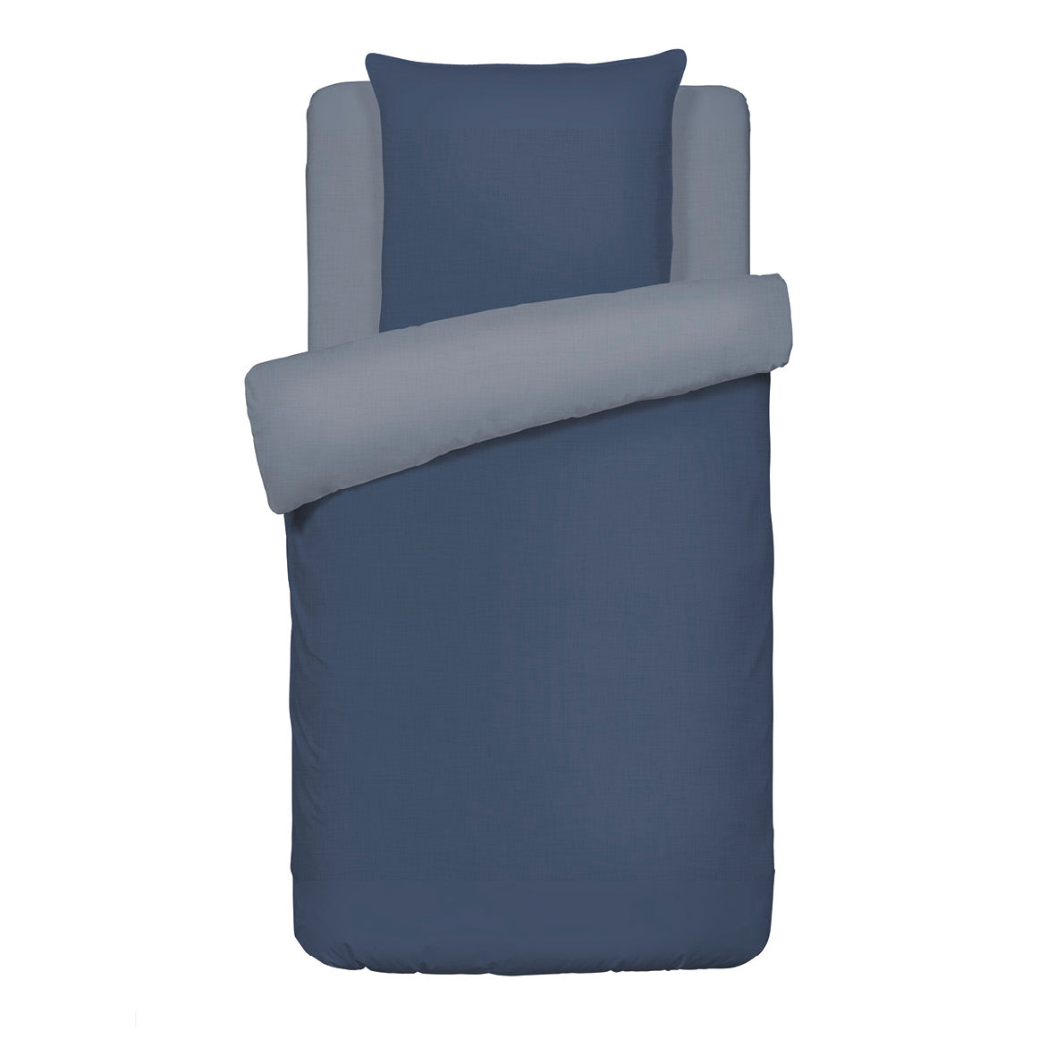 Set of 2 duvet covers + 2 pillowcases washed cotton - Uni Dark blue 2 x (135 x 200 cm) + 2 x (80 x 80 cm)