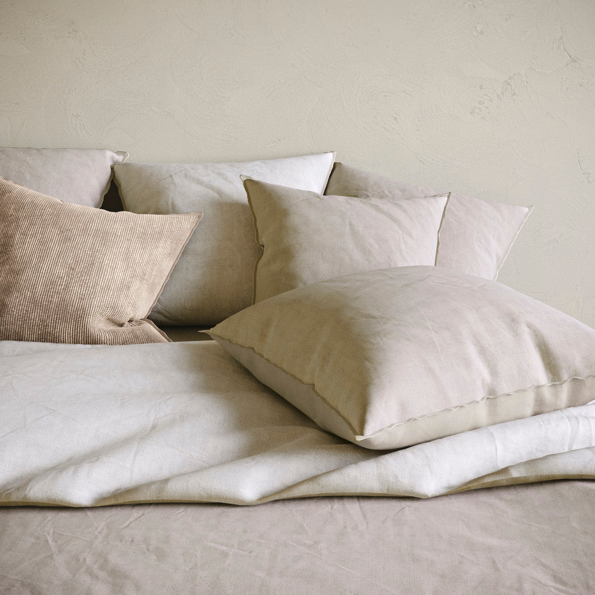 Duvet cover washed cotton - Uni Grey / Taupe