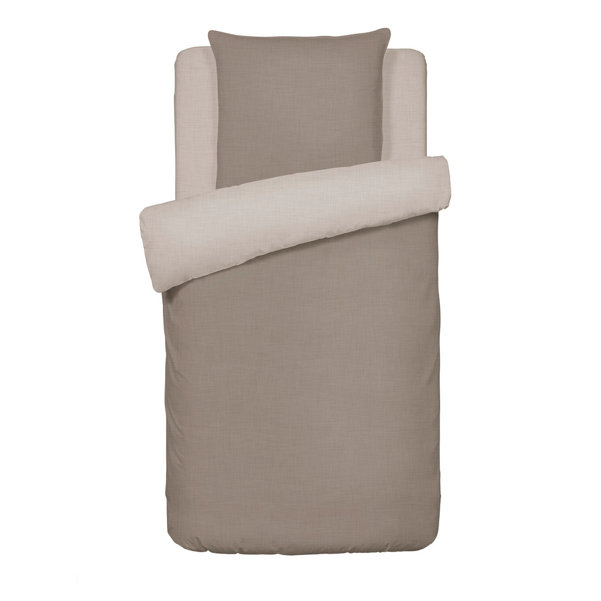 Set of 2 duvet covers + 2 pillowcases washed cotton - Uni Taupe 2 x (135 x 200 cm) + 2 x (80 x 80 cm)