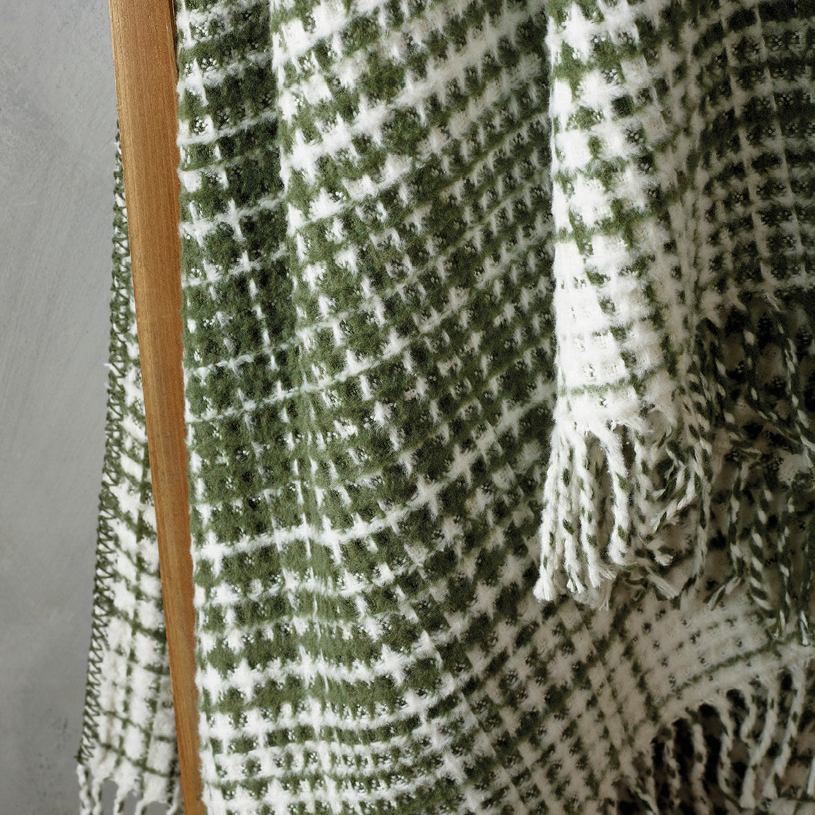 Woven plaid - Checkered waffle Green/ white