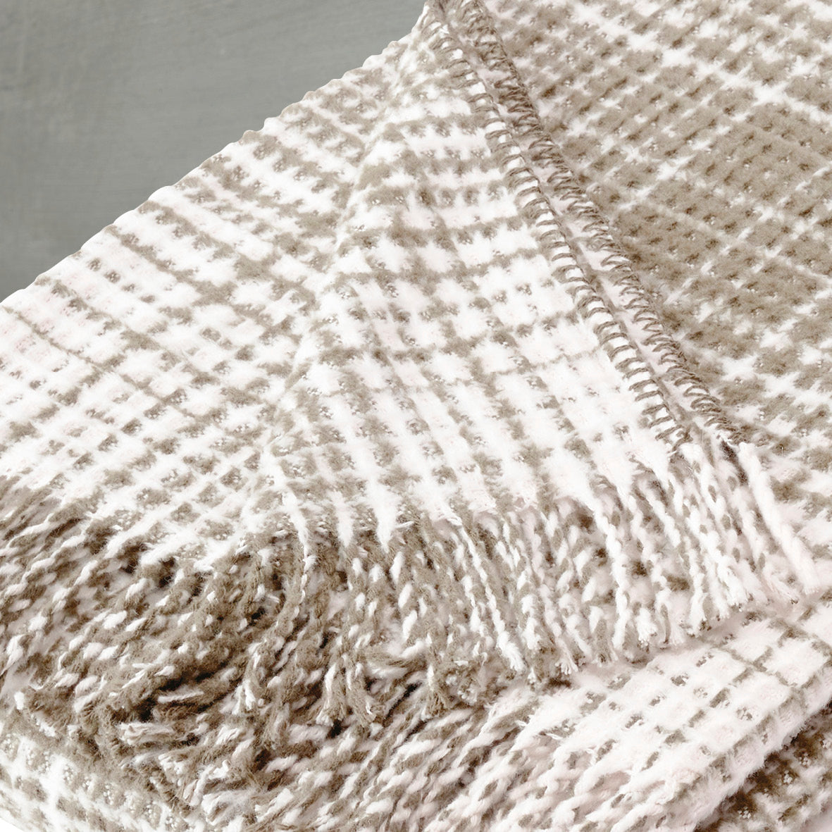 Woven plaid - Checkered waffle Taupe