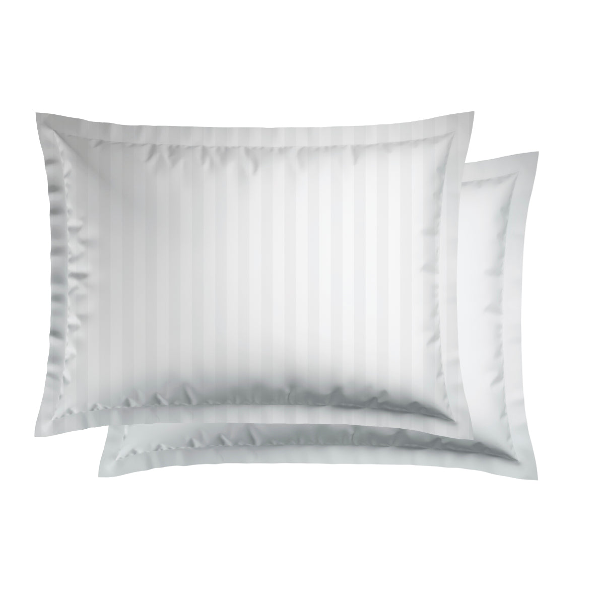 Set of 2 cotton satin pillowcases - Jacquard woven stripe - White 2 x (50 x 70 cm)