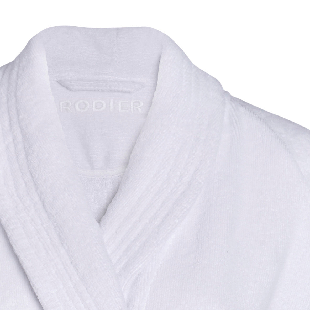 Bathrobe with shawl collar in 100% cotton - White