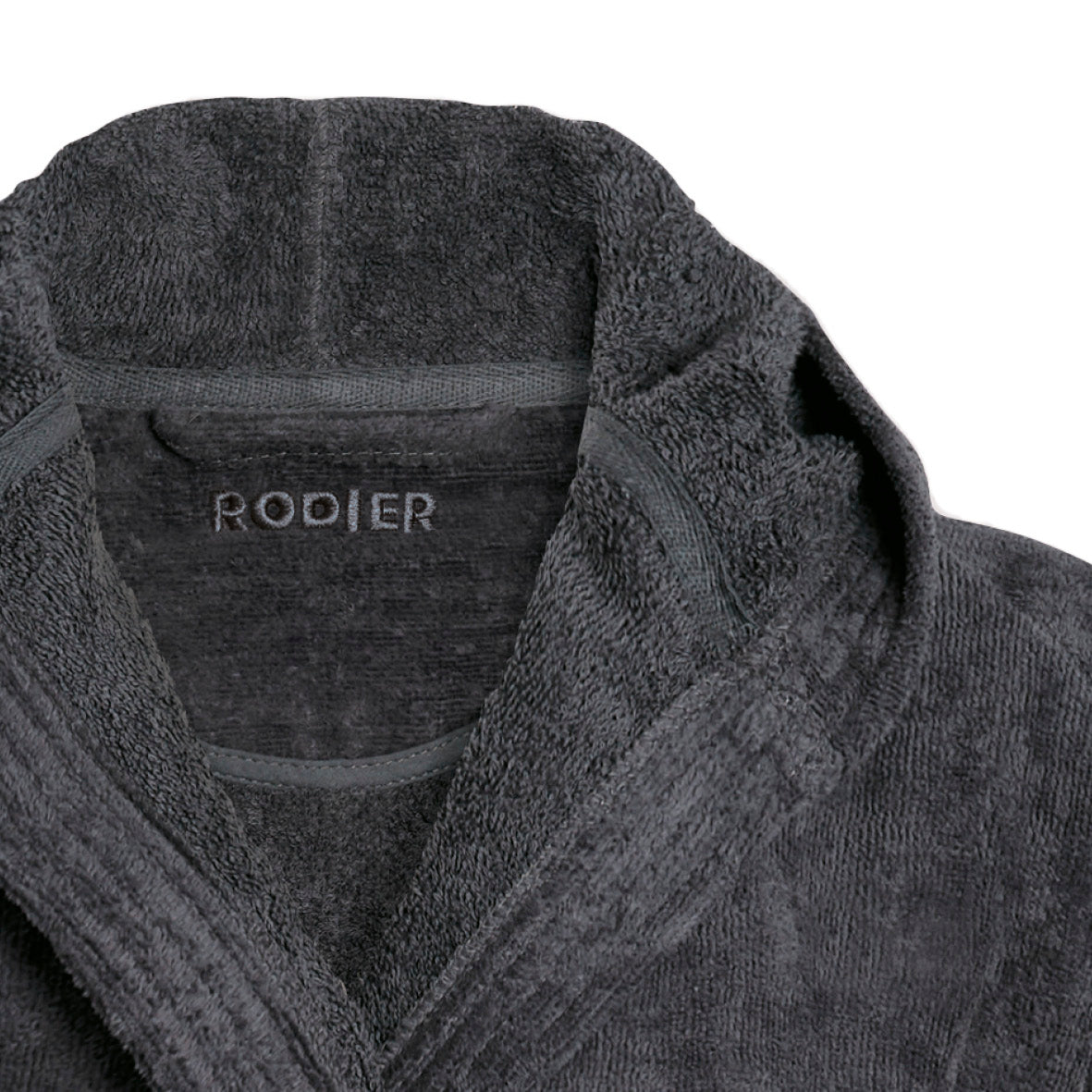 Bathrobe with hood in 100% cotton - Dark grey