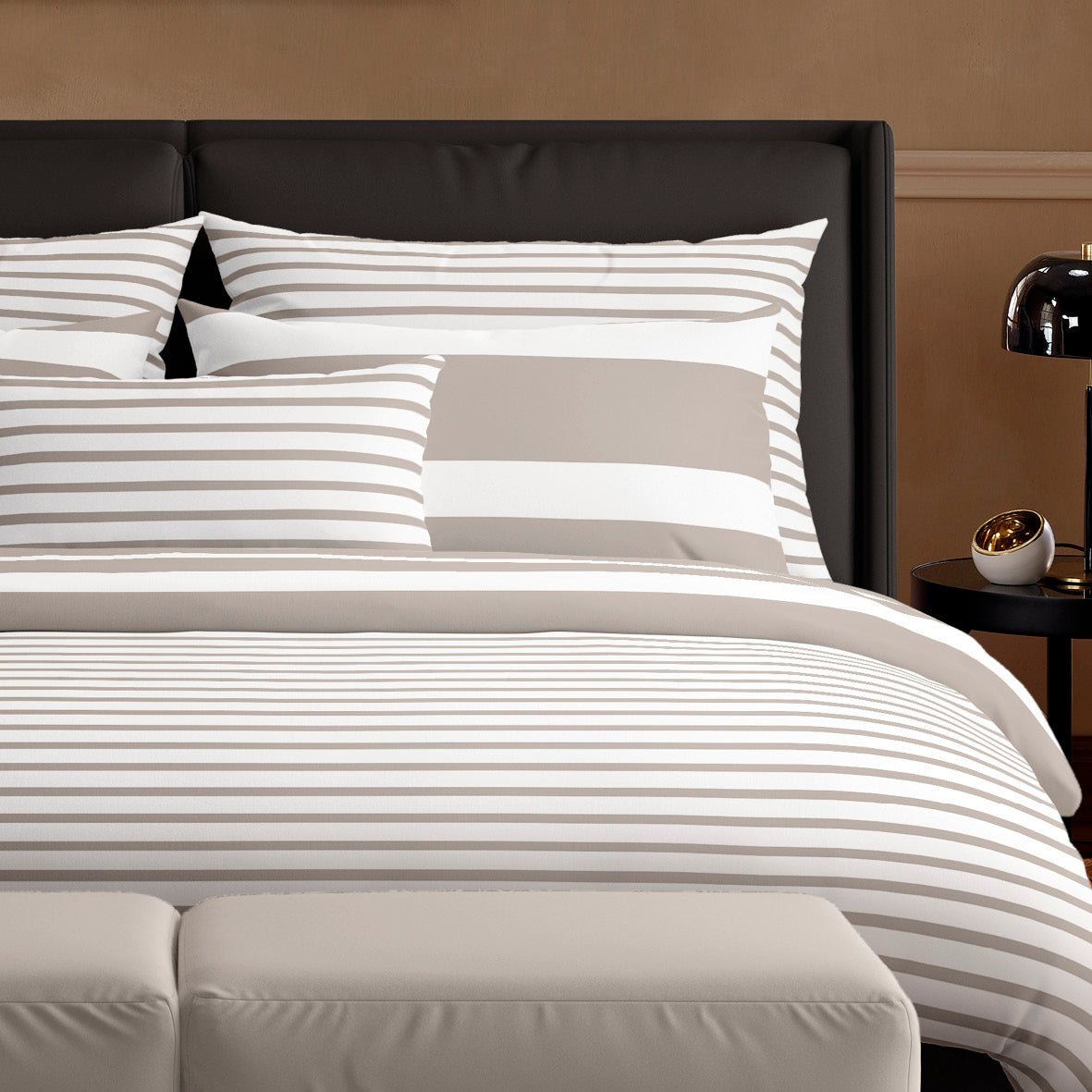 Duvet cover + pillowcase(s) cotton satin - Horizon Taupe