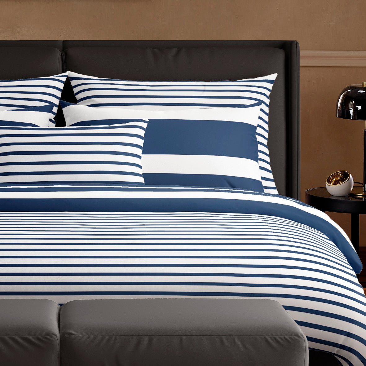 Duvet cover + pillowcase(s) cotton satin - Horizon Blue