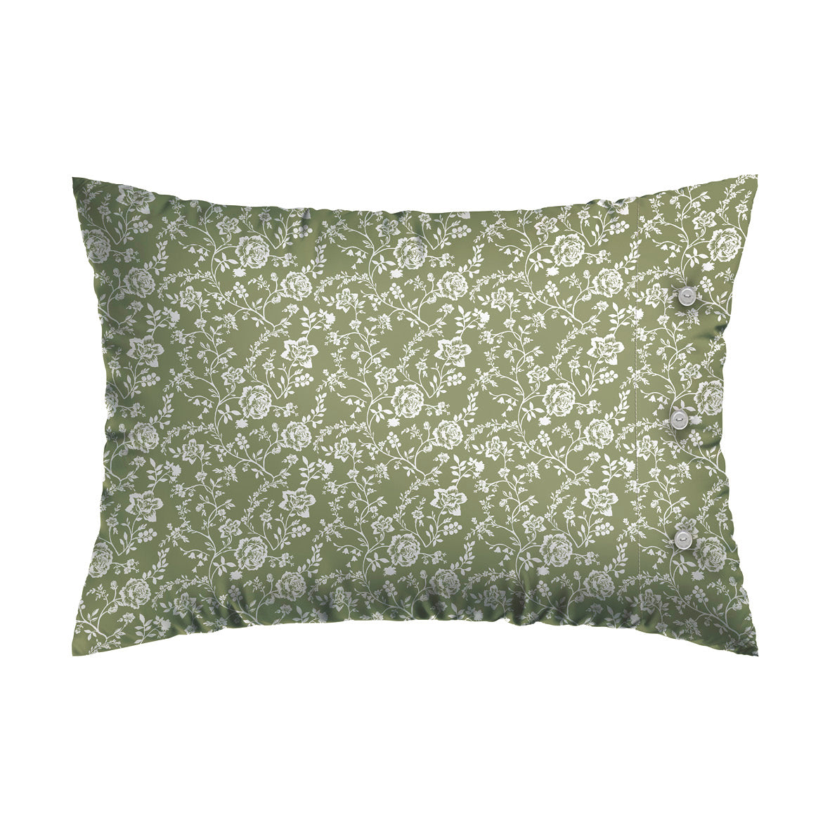Pillowcase(s) cotton satin - Fleurs Green 2 x (50 x 70 cm)