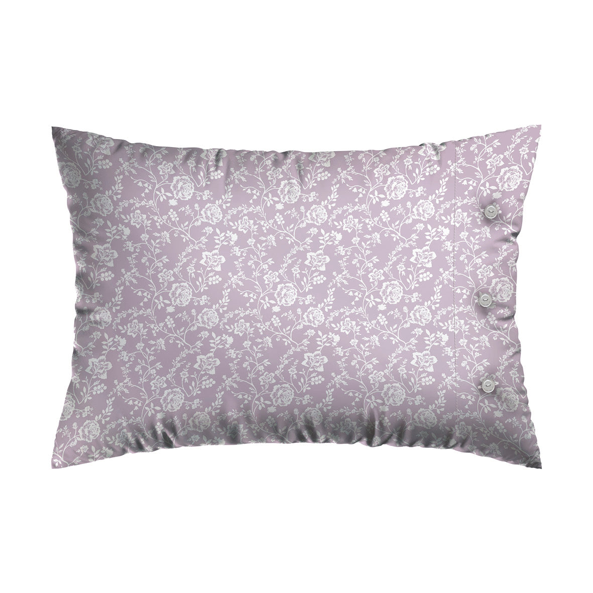 Pillowcase(s) cotton satin - Fleurs Lavender 2 x (50 x 70 cm)