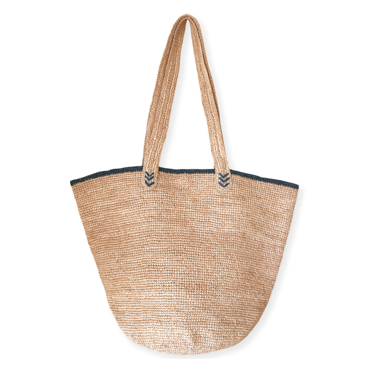 Handbag in raffia Mina Dark tea Blue