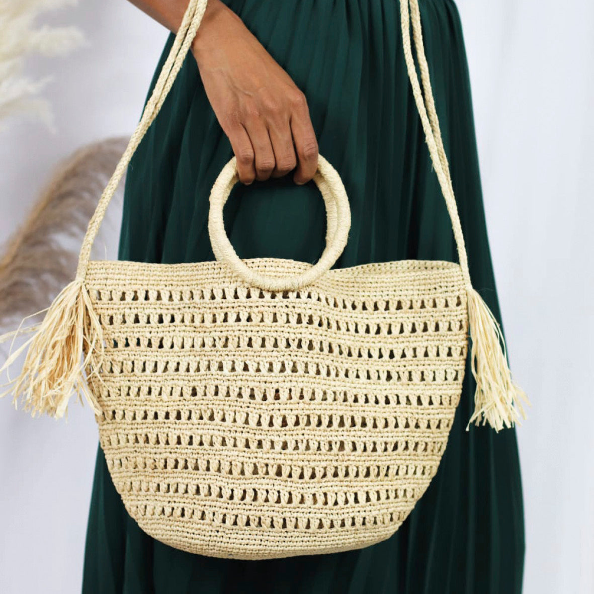 Handbag in raffia Claire Natural