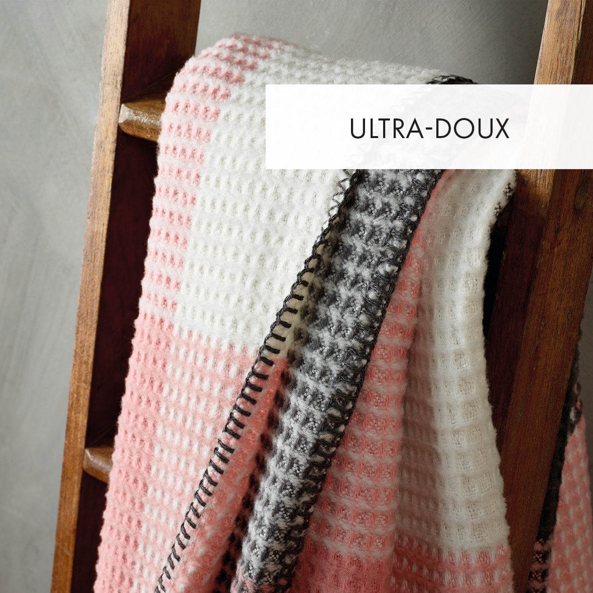 Woven plaid Tartan Waffle Pink / Grey