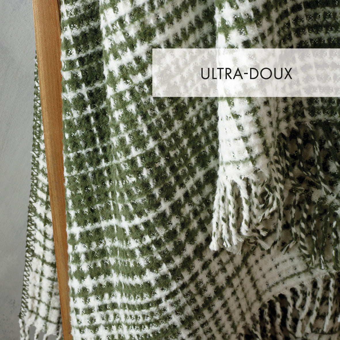 Woven plaid Tartan Waffle Green / White