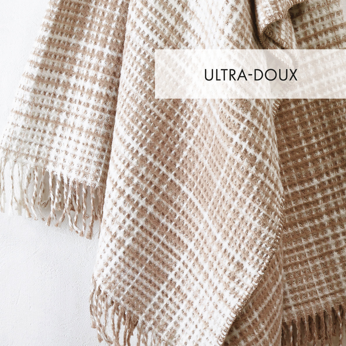 Woven plaid Tartan Waffle Taupe