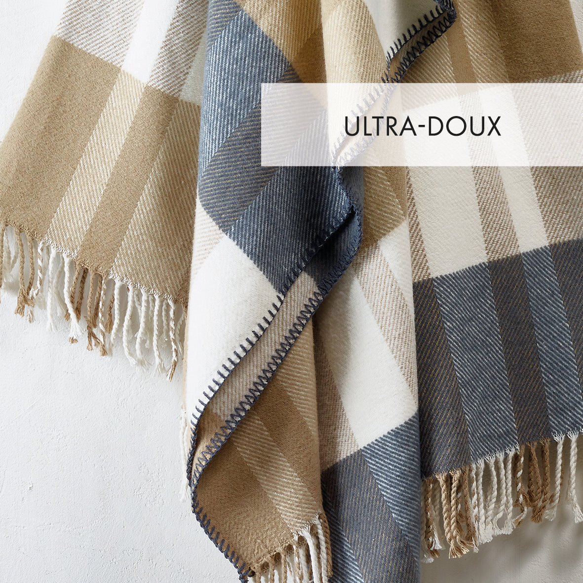 Woven plaid Tartan Ochre / Grey