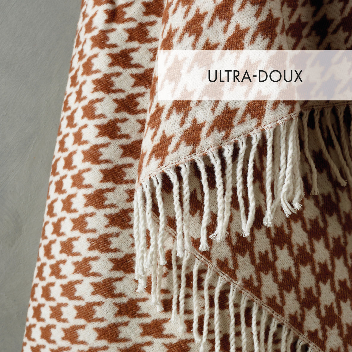 Woven plaid Pied de Poule Brown