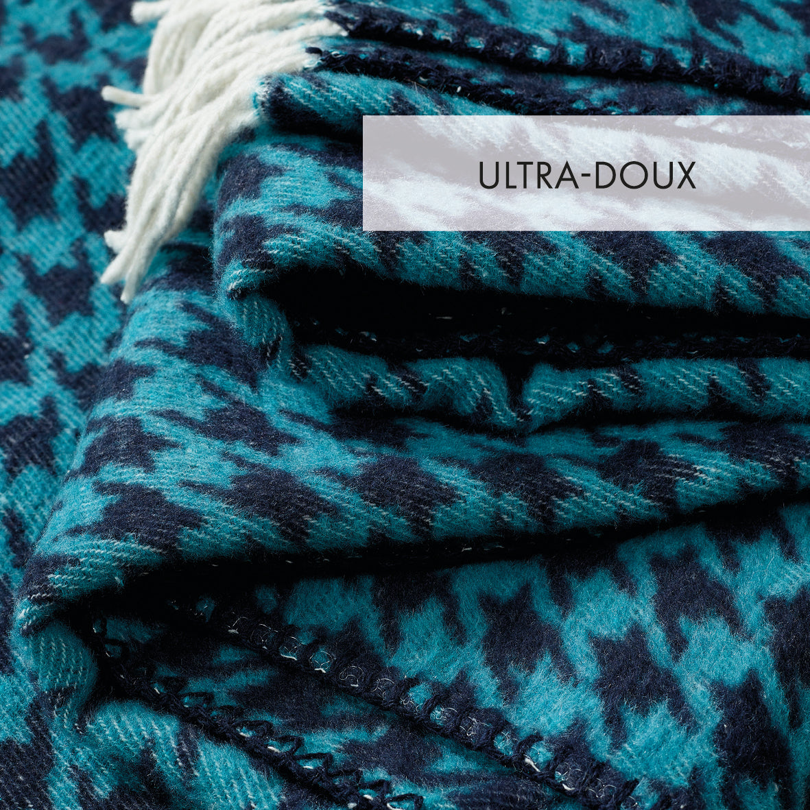 Woven plaid Pied de Poule Blue