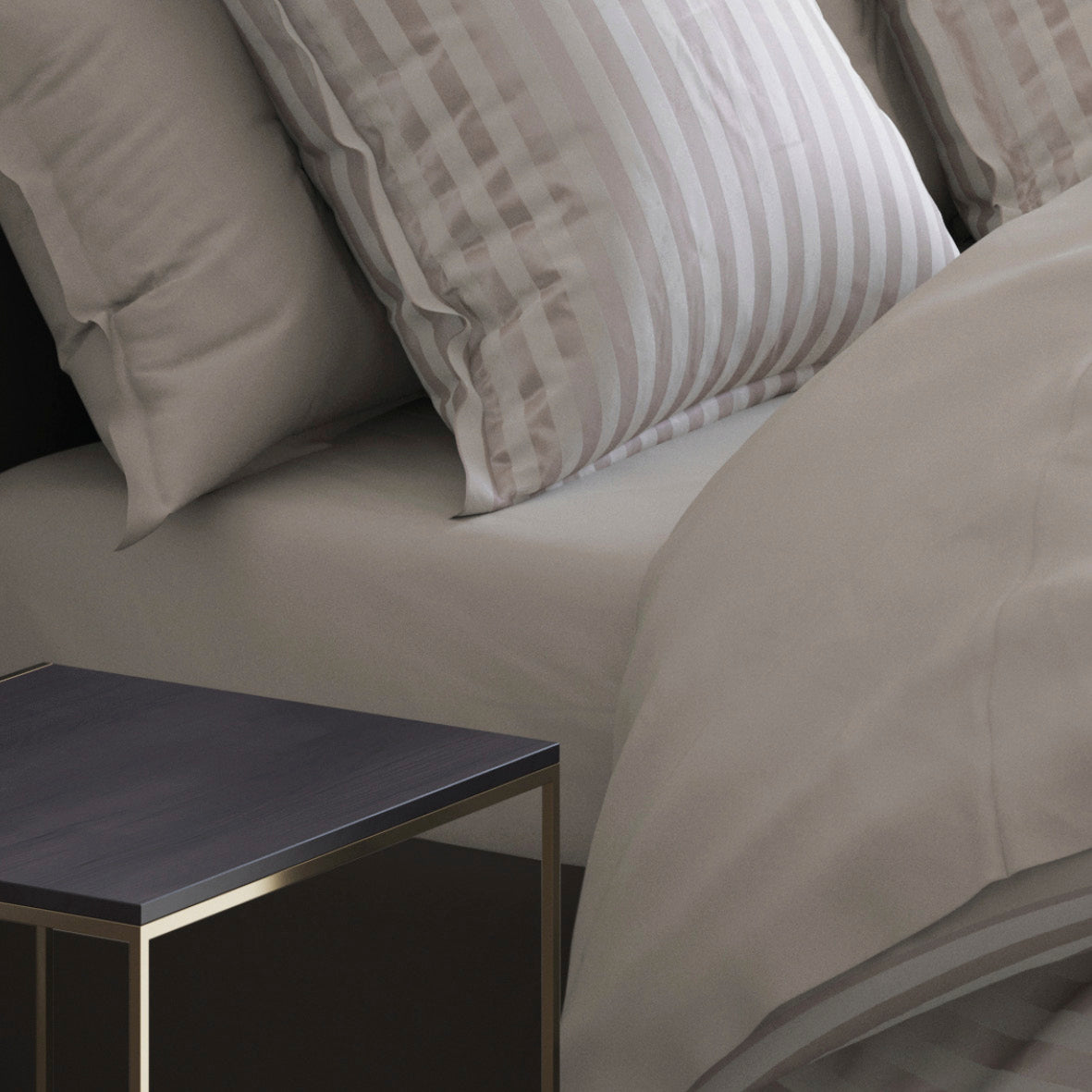 Fitted sheet cotton satin Uni Taupe