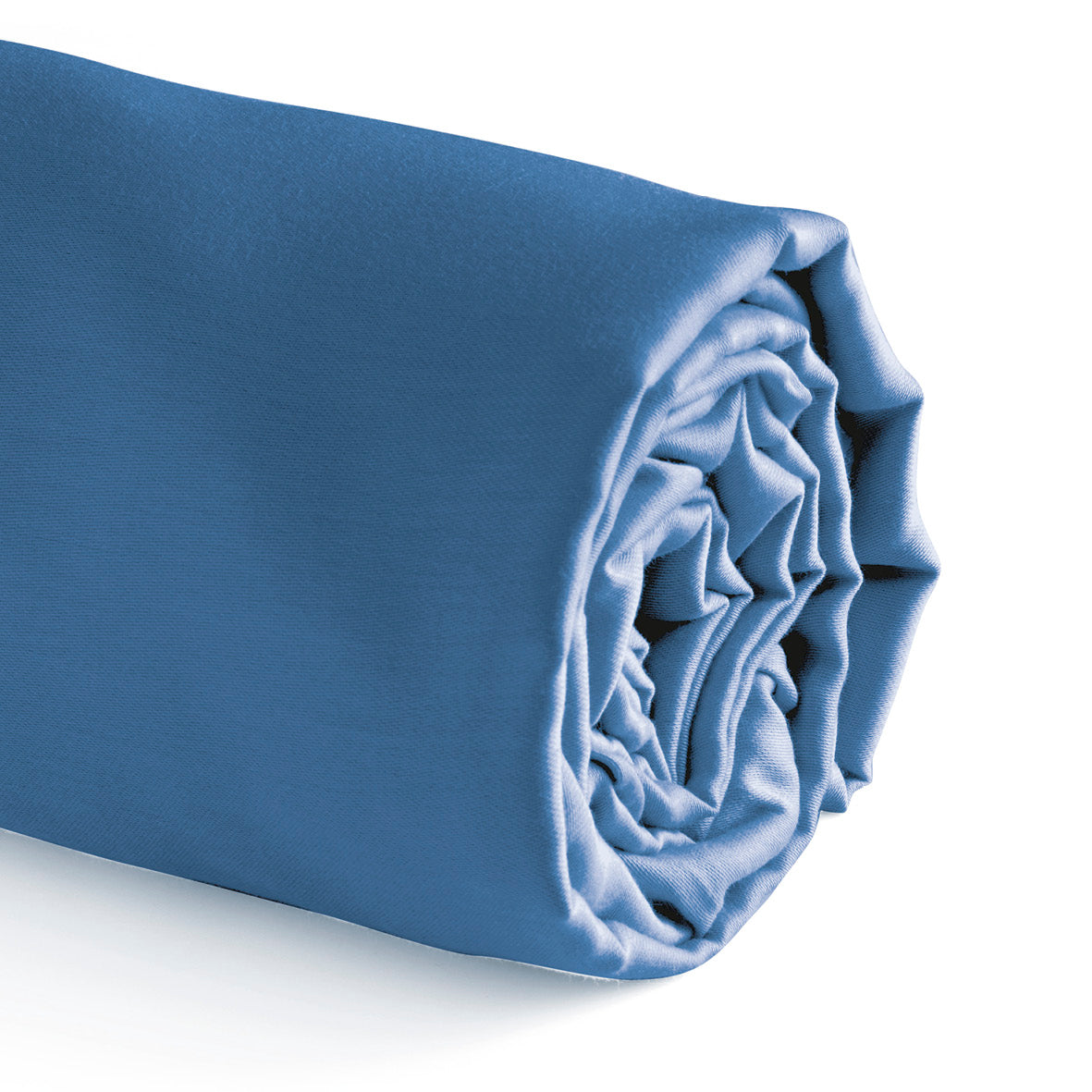 Fitted sheet cotton satin Uni Blue