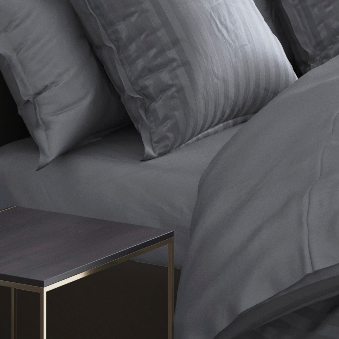 Fitted sheet cotton satin Uni Light grey